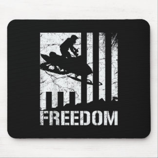 Snowmobile Snowmobiling Freedom Flag Mouse Pad