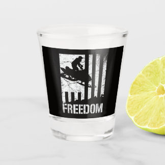 Snowmobile Snowmobiling Freedom Flag Shot Glass