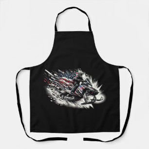 Snowmobile T Snowmobiling Freedom Flag Long Sleeve Apron