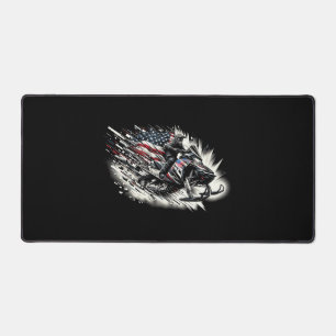 Snowmobile T Snowmobiling Freedom Flag Long Sleeve Desk Mat