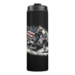 Snowmobile T Snowmobiling Freedom Flag Long Sleeve Thermal Tumbler
