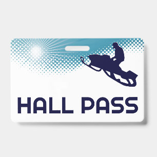 Snowmobile Teacher Hall Pass  ID Badge