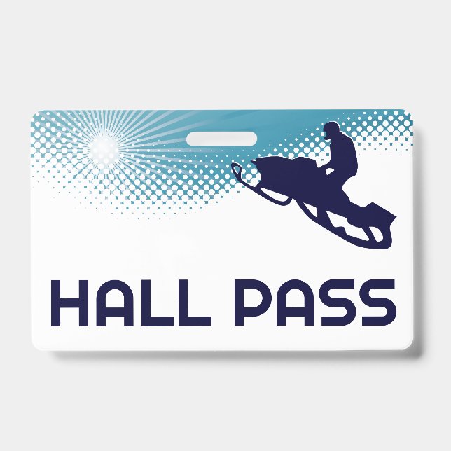 Snowmobile Teacher Hall Pass  ID Badge (Front)