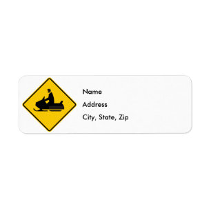 Snowmobile Traffic Highway Sign Return Address Label