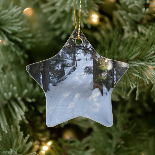 Snowmobile Trail Ceramic Ornament (Tree)