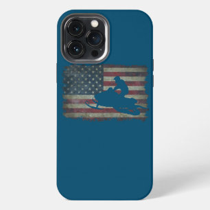 Snowmobile USA Flag Snow Sled Patriotic iPhone 13 Pro Max Case