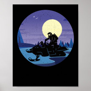 Snowmobile winter snowmobile ice landscape poster