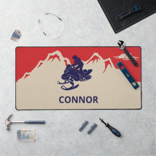 Snowmobile Winter Themed Personalised Desk Mat