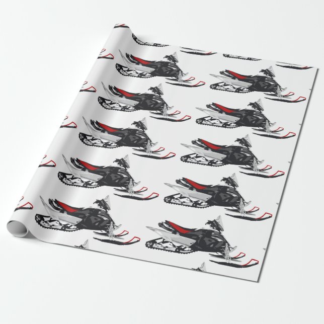 Snowmobile Wrapping Paper (Unrolled)