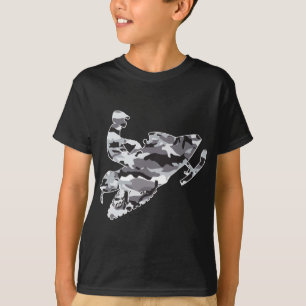 Snowmobiler in Grey Camo T-Shirt