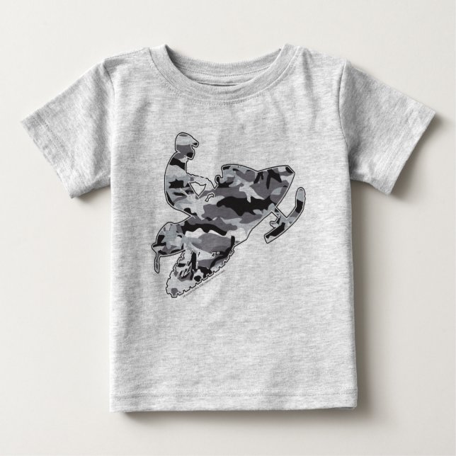 Snowmobiler in Grey Camouflage Baby T-Shirt (Front)