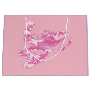 Snowmobiler in Pink Camouflage Large Gift Bag