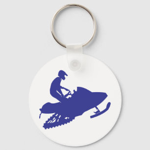 Snowmobiler/Navy Blue Sled Key Ring