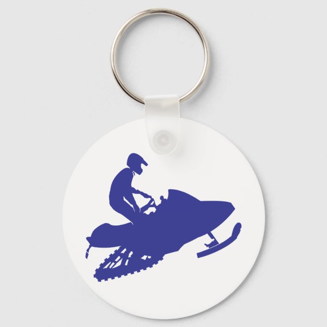 Snowmobiler/Navy Blue Sled Key Ring (Front)