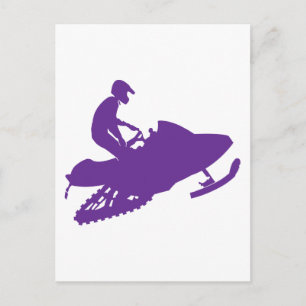 Snowmobiler/Purple Sled Postcard