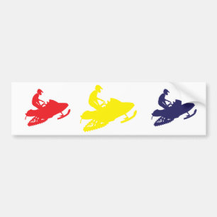 Snowmobiler/Red,Yellow,Blue Bumper Sticker