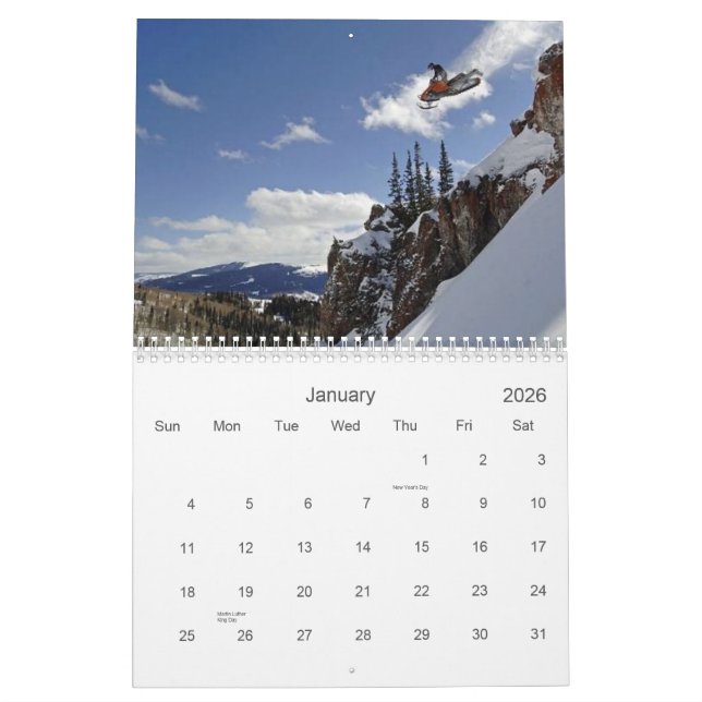snowmobiles calendar (Jan 2026)