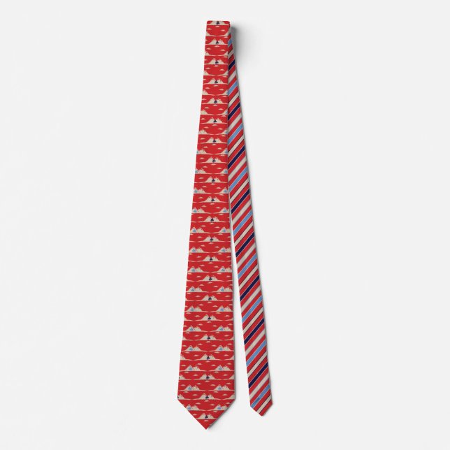 Snowmobiles Patterned Red, White and Blue Tie (Front)