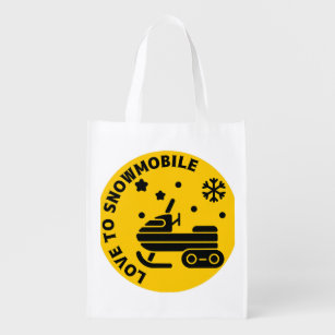 Snowmobiling 50  reusable grocery bag