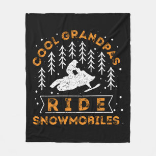 Snowmobiling - Cool Grandpas Ride Snowmobiles Fleece Blanket