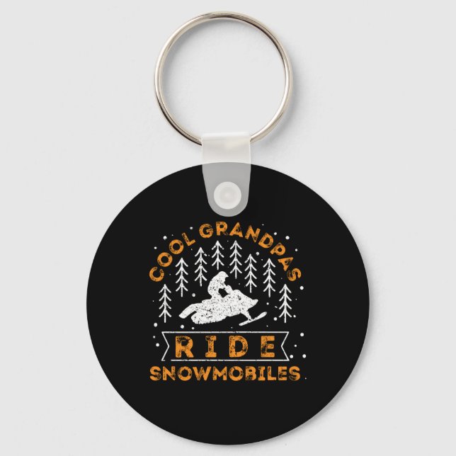 Snowmobiling - Cool Grandpas Ride Snowmobiles Key Ring (Front)