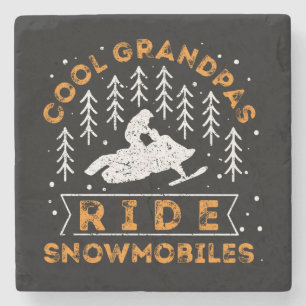 Snowmobiling - Cool Grandpas Ride Snowmobiles Stone Coaster