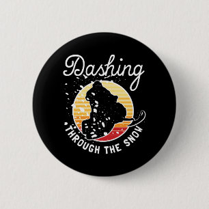 Snowmobiling - Dashing Through The Snow 6 Cm Round Badge