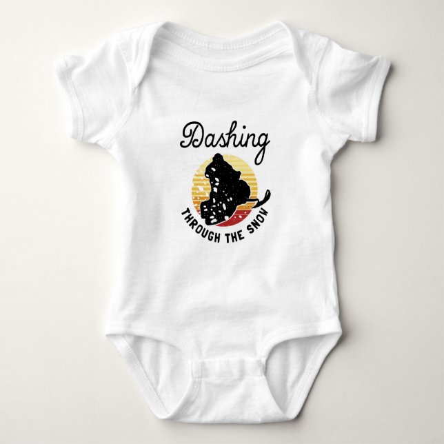 Snowmobiling - Dashing Through The Snow Baby Bodysuit (Front)