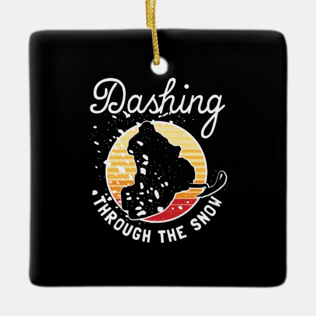 Snowmobiling - Dashing Through The Snow Ceramic Ornament (Front)