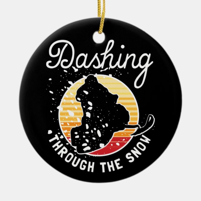 Snowmobiling - Dashing Through The Snow Ceramic Ornament (Front)
