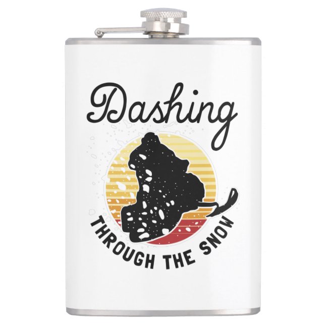 Snowmobiling - Dashing Through The Snow Hip Flask (Front)