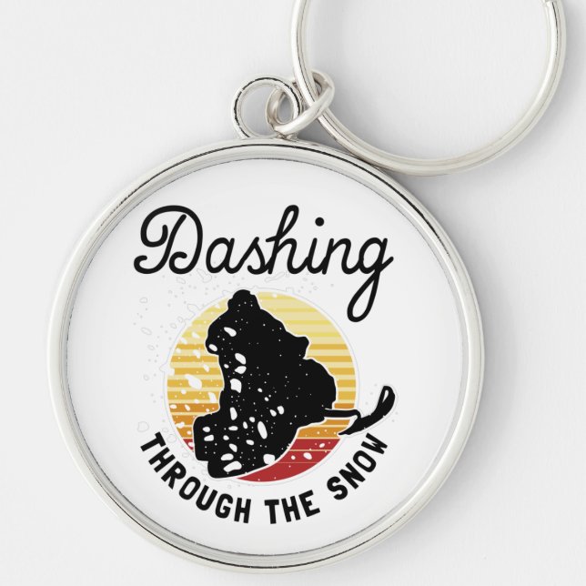 Snowmobiling - Dashing Through The Snow Key Ring (Front)