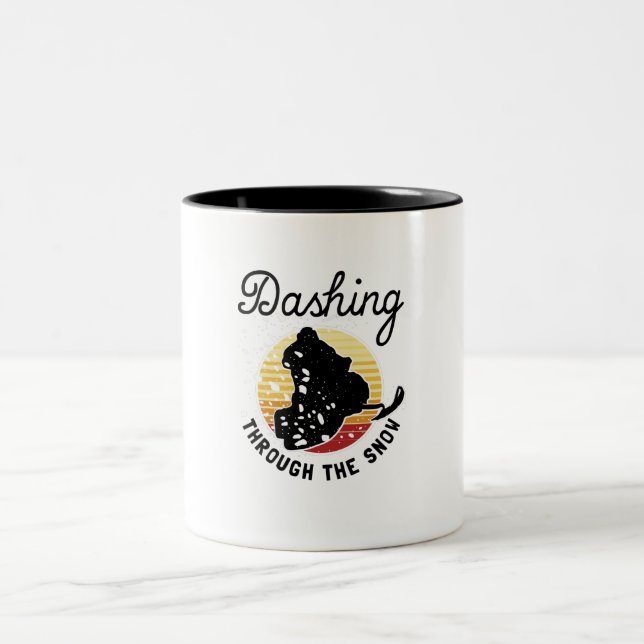 Snowmobiling - Dashing Through The Snow Two-Tone Coffee Mug (Center)