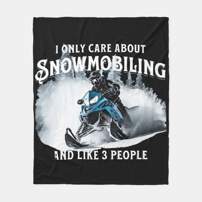 Snowmobiling Funny Snowmobile  Fleece Blanket (Front)
