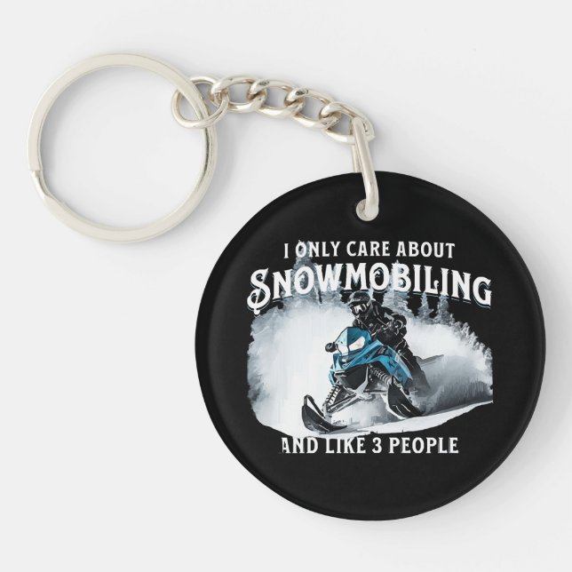 Snowmobiling Funny Snowmobile  Key Ring (Front)