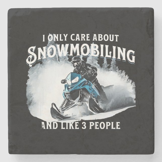 Snowmobiling Funny Snowmobile  Stone Coaster (Front)