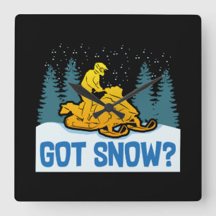 Snowmobiling - Got Snow Funny Snowmobiling Square Wall Clock