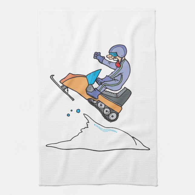 Snowmobiling Jump Tea Towel (Vertical)