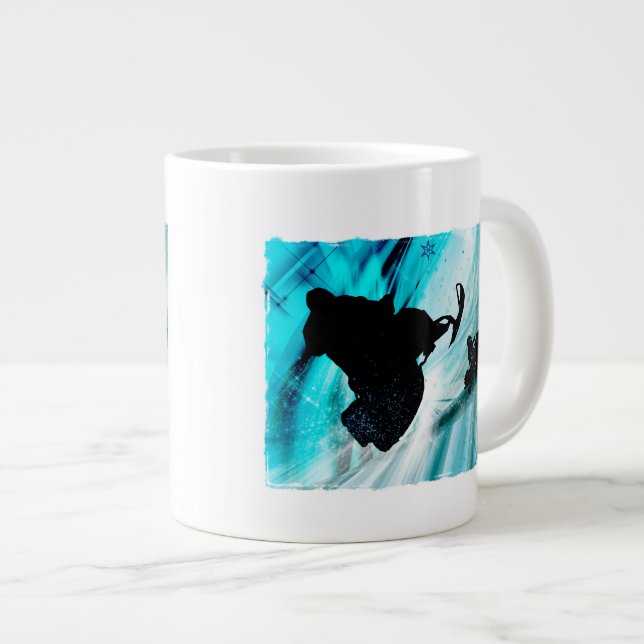 Snowmobiling on Icy Trails Large Coffee Mug (Front Right)