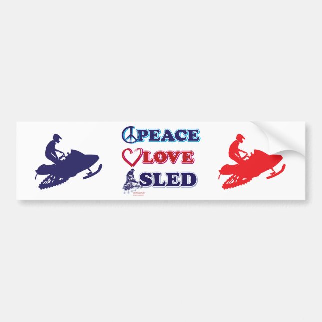 Snowmobiling/Peace,Love,Sled Bumper Sticker (Front)