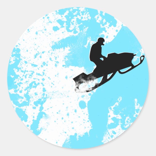 snowmobiling powder trail. classic round sticker (Front)