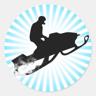 snowmobiling powder trail. classic round sticker