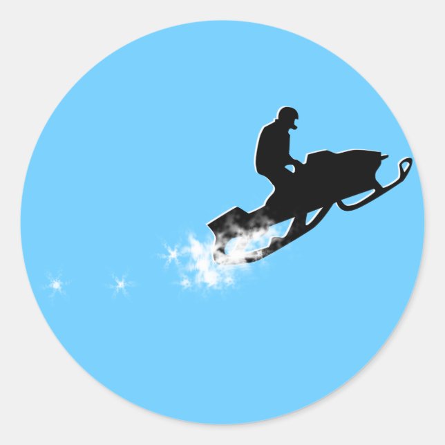 snowmobiling powder trail. classic round sticker (Front)