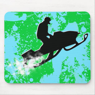 snowmobiling powder trail mouse pad