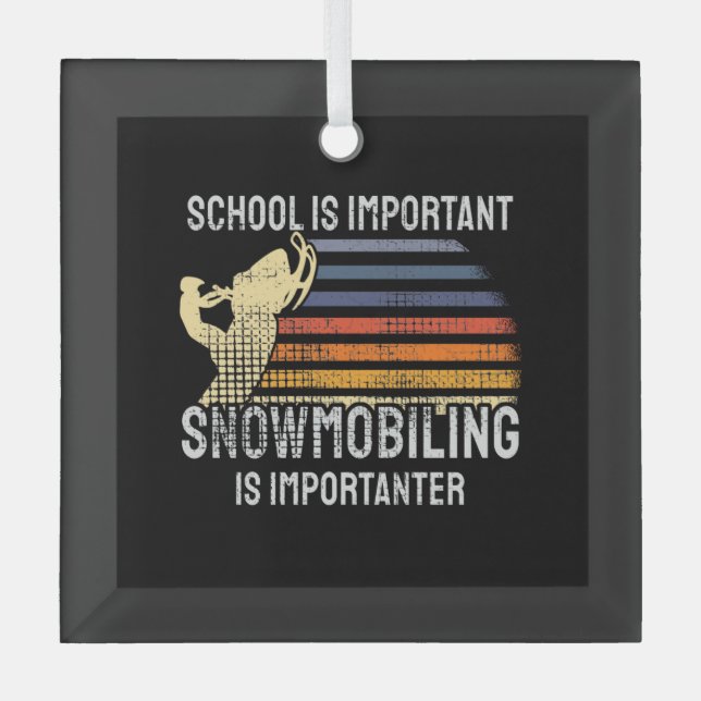 Snowmobiling Snowmobile Glass Tree Decoration (Front)