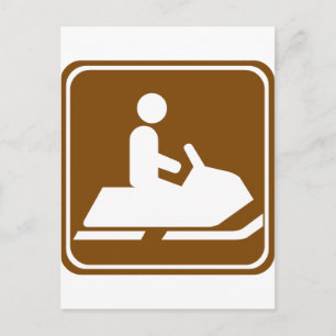 Snowmobiling Trail Highway Sign Postcard