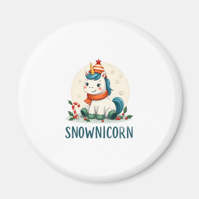Snownicorn Cute Unicorn Snowman Christmas Girl T-S Magnet (Front)