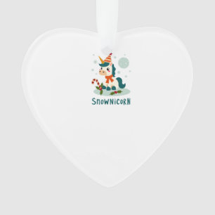 Snownicorn Cute Unicorn Snowman Christmas Girl T-S Ornament