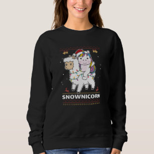 Snownicorn Unicorn Lama Christmas Winter Animals Sweatshirt