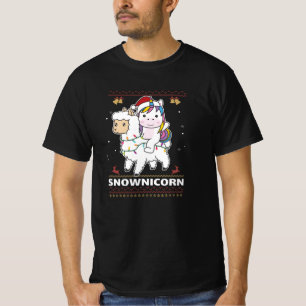 Snownicorn Unicorn Lama Christmas Winter Animals T-Shirt